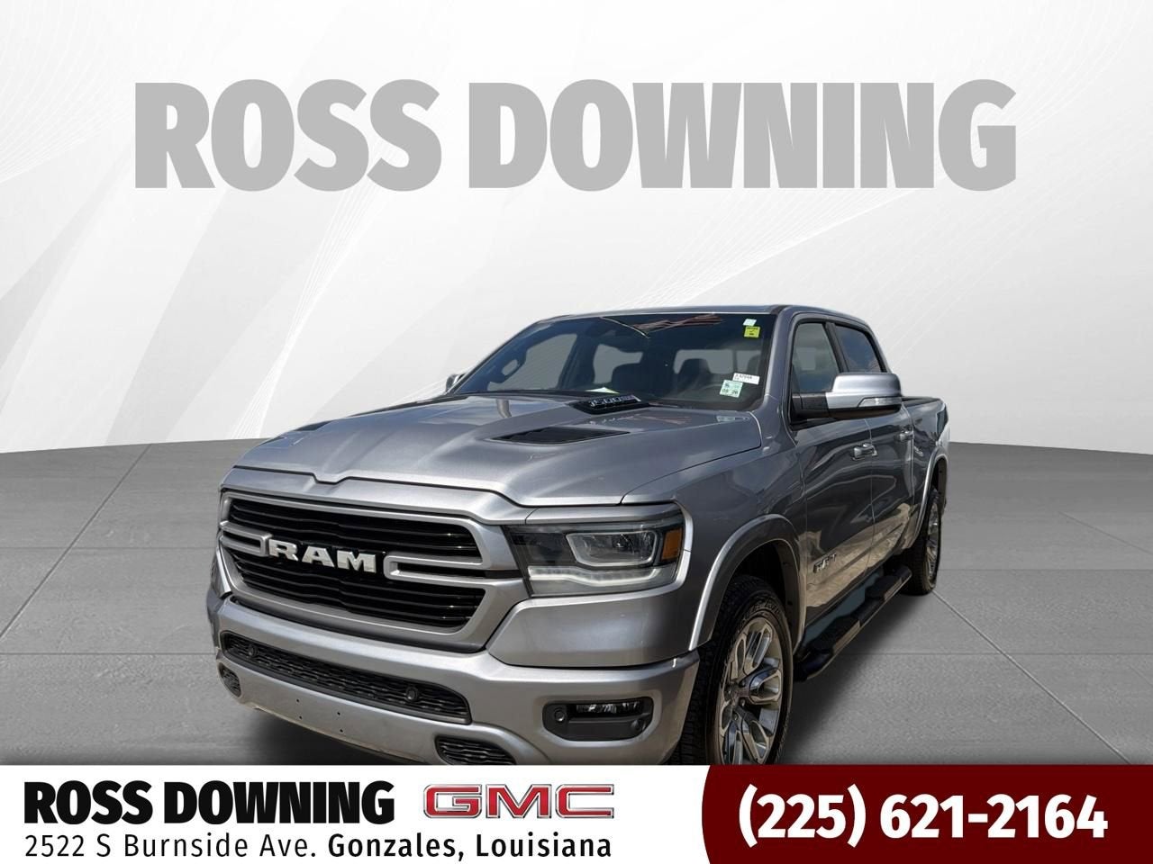 2021 RAM 1500 Laramie Crew Cab 4x2 5'7" Box in Silver — front three-quarter view