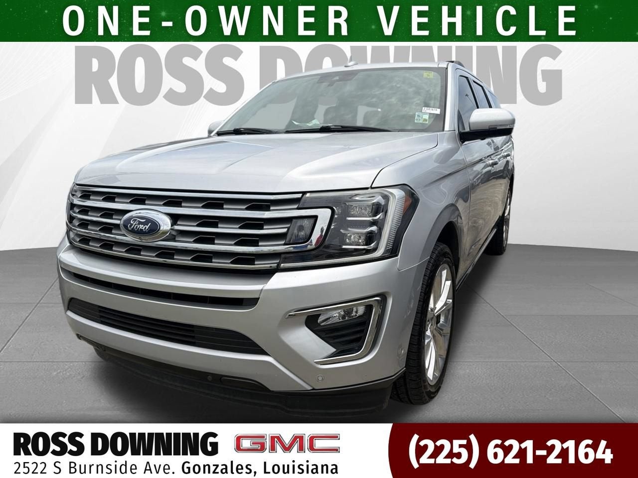 2019 Ford Expedition Max Limited in Silver — front three-quarter view