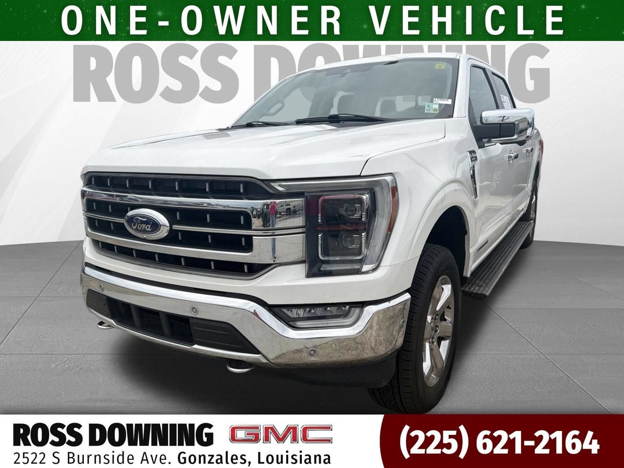 2021 Ford F-150 LARIAT in White — front three-quarter view