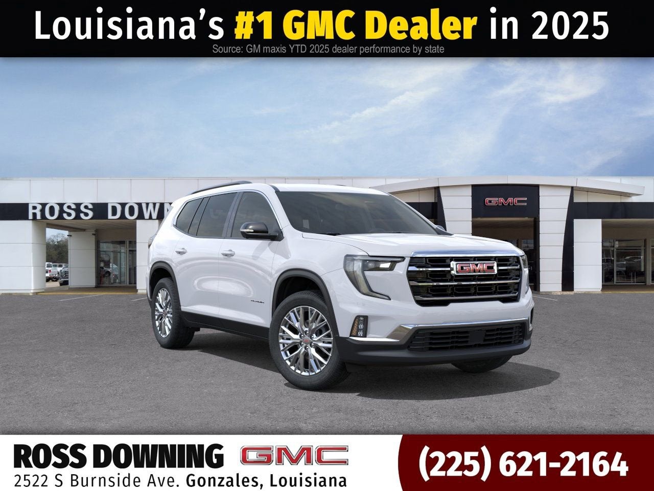 2026 GMC Acadia Elevation in Summit White — front three-quarter view