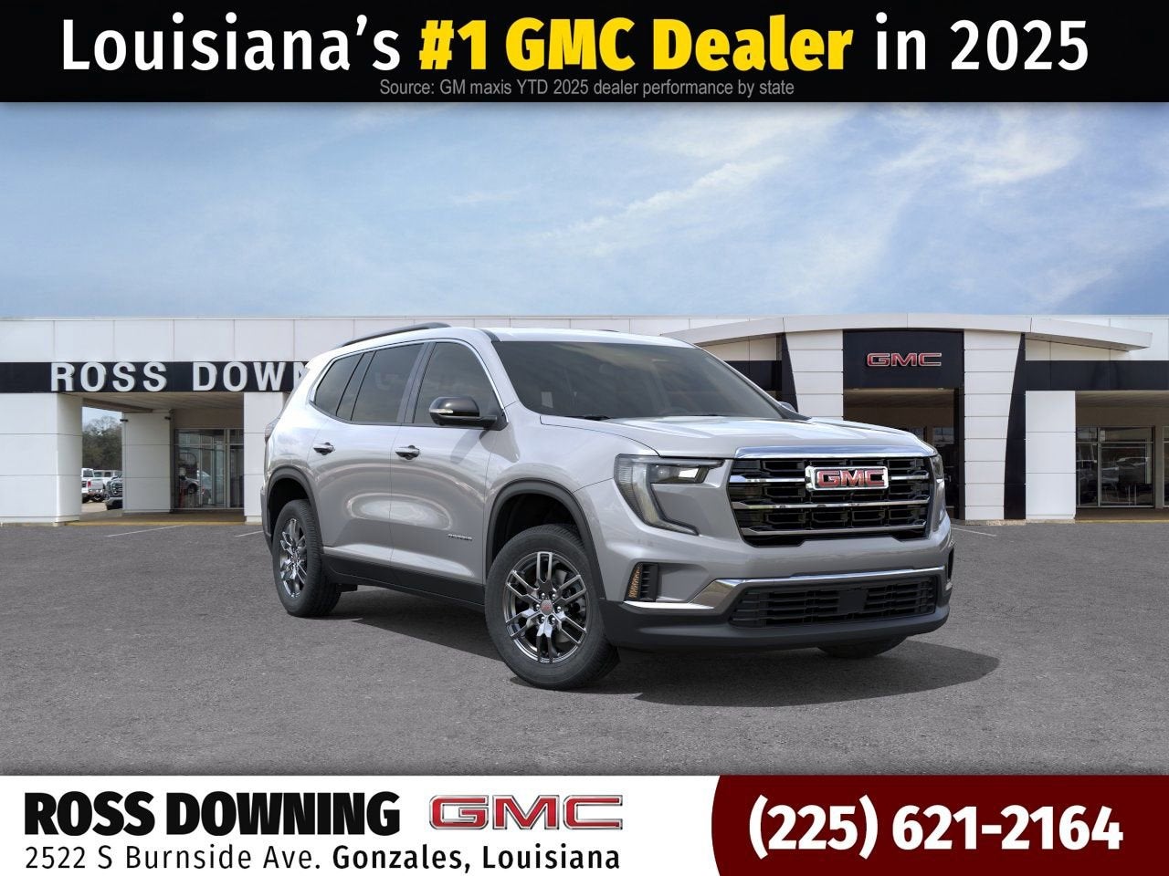 2026 GMC Acadia Elevation in Sterling Metallic — front three-quarter view