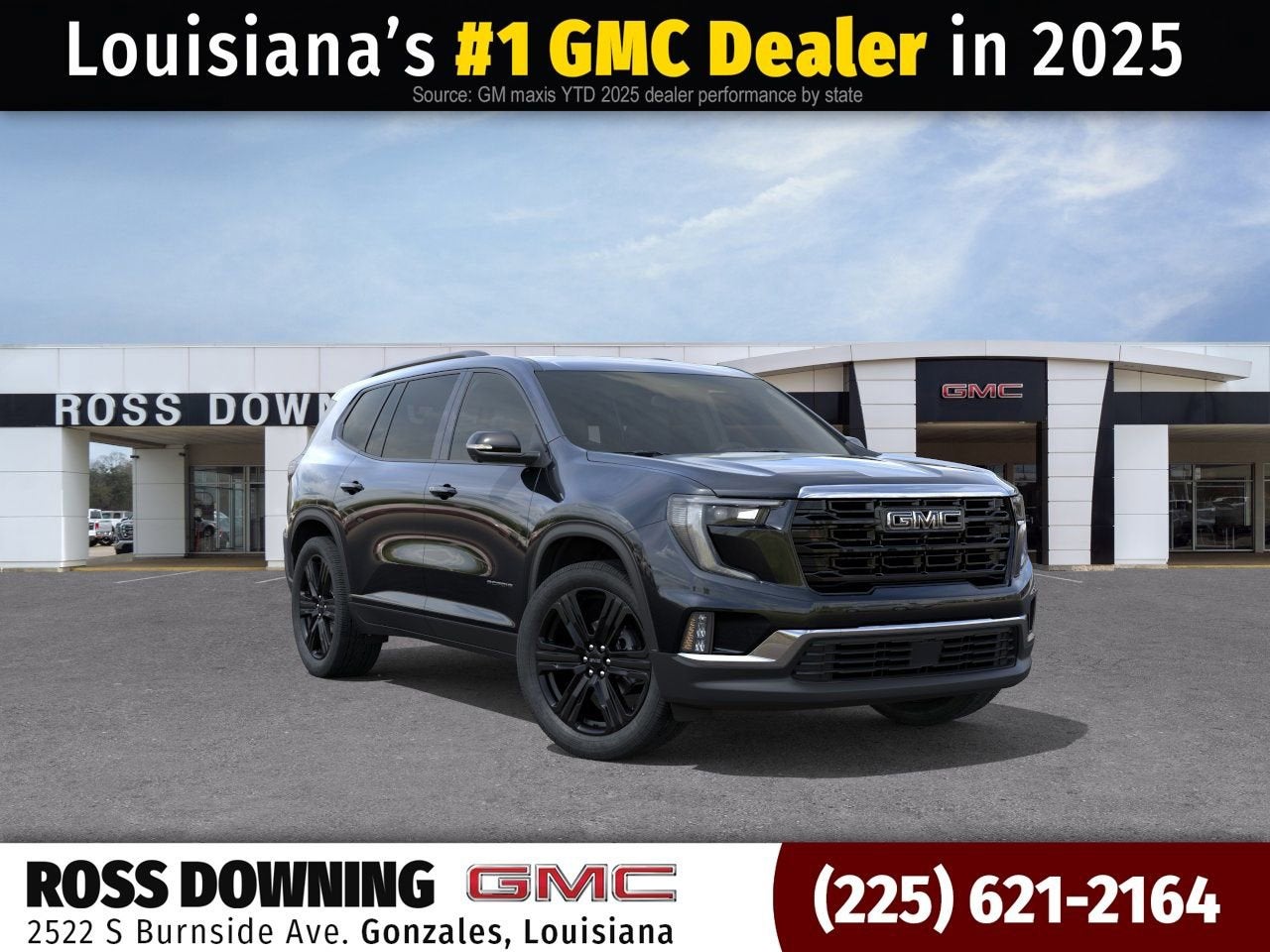 2026 GMC Acadia Elevation in Ebony Twilight Metallic — front three-quarter view
