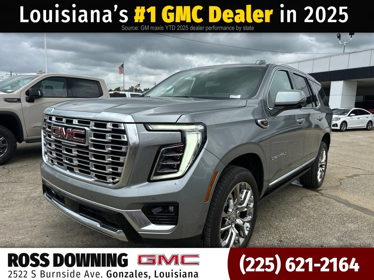 2026 GMC Yukon Denali in Sterling Metallic — front three-quarter view