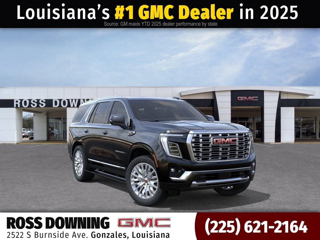 2026 GMC Yukon Denali in Onyx Black — front three-quarter view