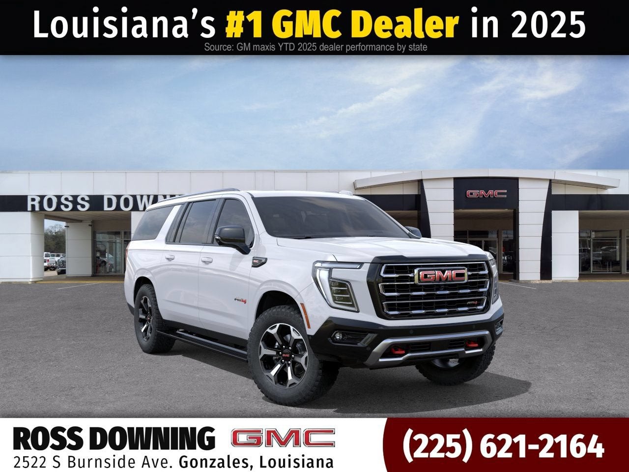 2026 GMC Yukon XL AT4 in Summit White — front three-quarter view