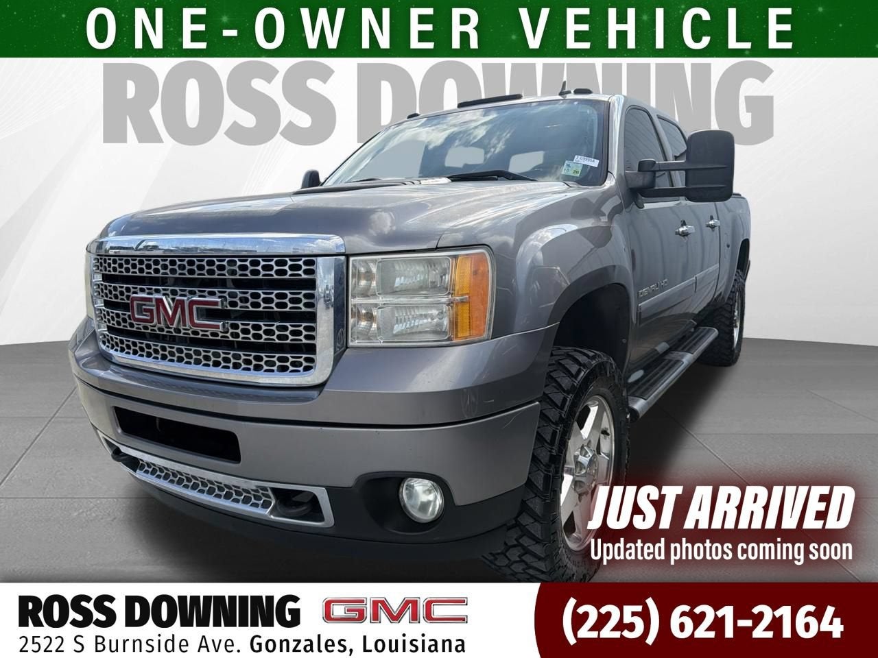 2012 GMC Sierra 2500 HD Denali in Steel Gray Metallic — front three-quarter view