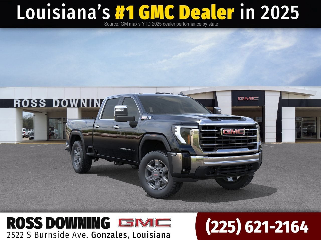 2026 GMC Sierra 2500 HD SLT in Onyx Black — front three-quarter view
