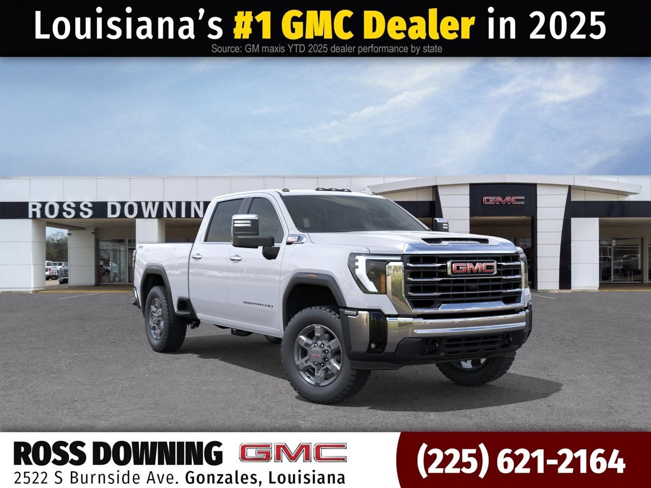 2026 GMC Sierra 2500 HD SLT in Summit White — front three-quarter view