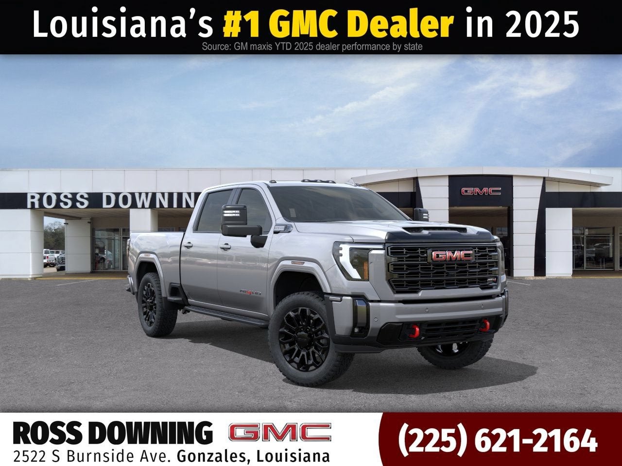 2026 GMC Sierra 2500 HD AT4 in Sterling Metallic — front three-quarter view