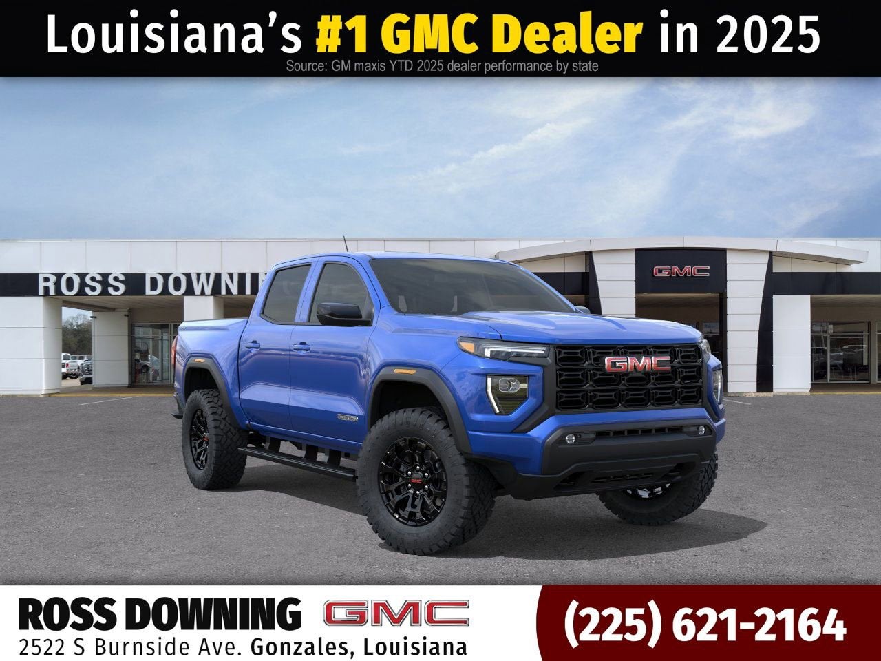 2026 GMC Canyon Elevation in Rapids Metallic — front three-quarter view