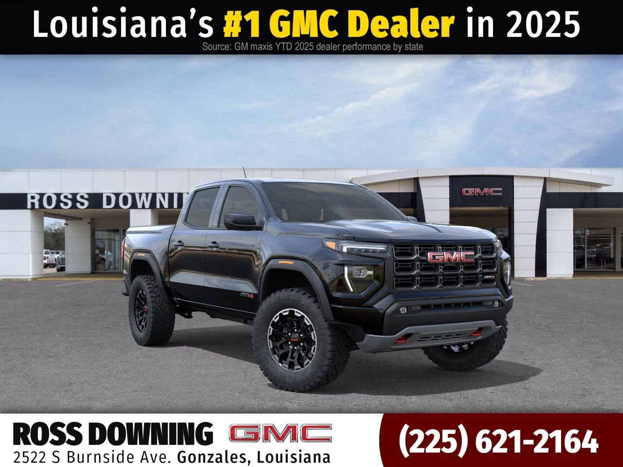 2026 GMC Canyon AT4 in Onyx Black — front three-quarter view