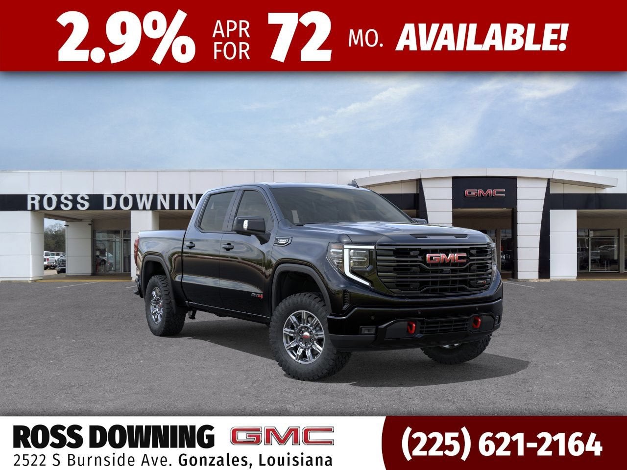 2026 GMC Sierra 1500 AT4 in Onyx Black — front three-quarter view