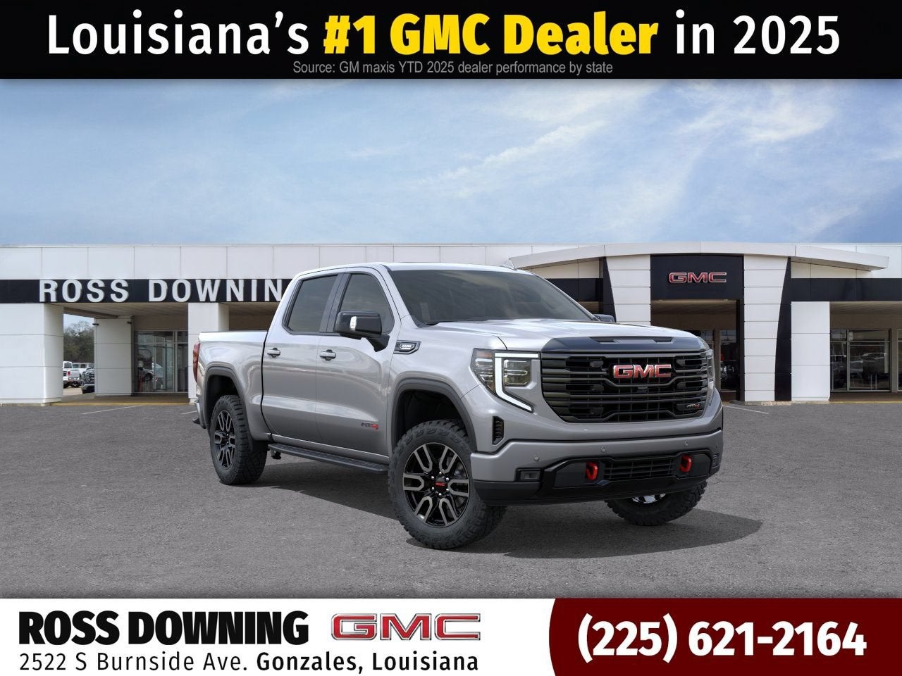 2026 GMC Sierra 1500 AT4 in Sterling Metallic — front three-quarter view