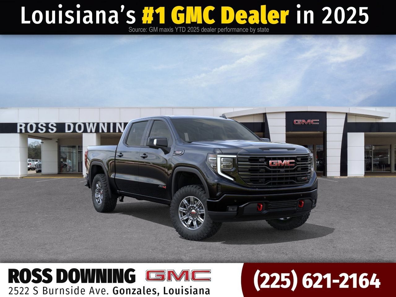 2026 GMC Sierra 1500 AT4 in Onyx Black — front three-quarter view