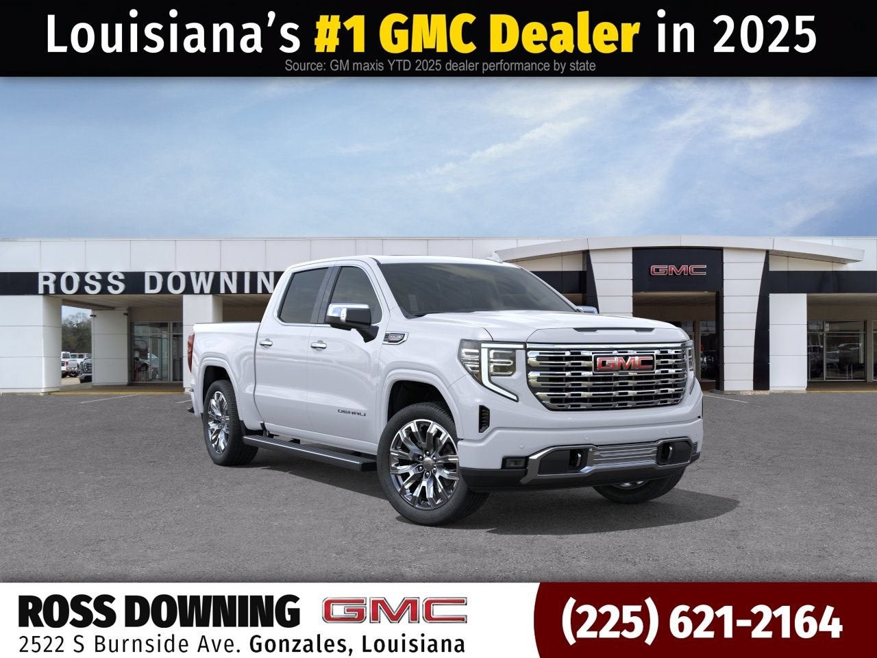 2026 GMC Sierra 1500 Denali in Glacier White Tricoat — front three-quarter view
