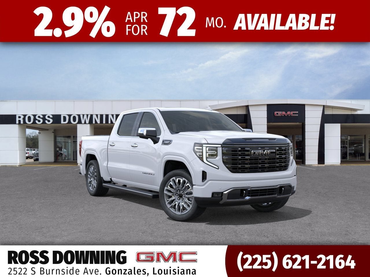 2026 GMC Sierra 1500 Denali Ultimate in Glacier White Tricoat — front three-quarter view