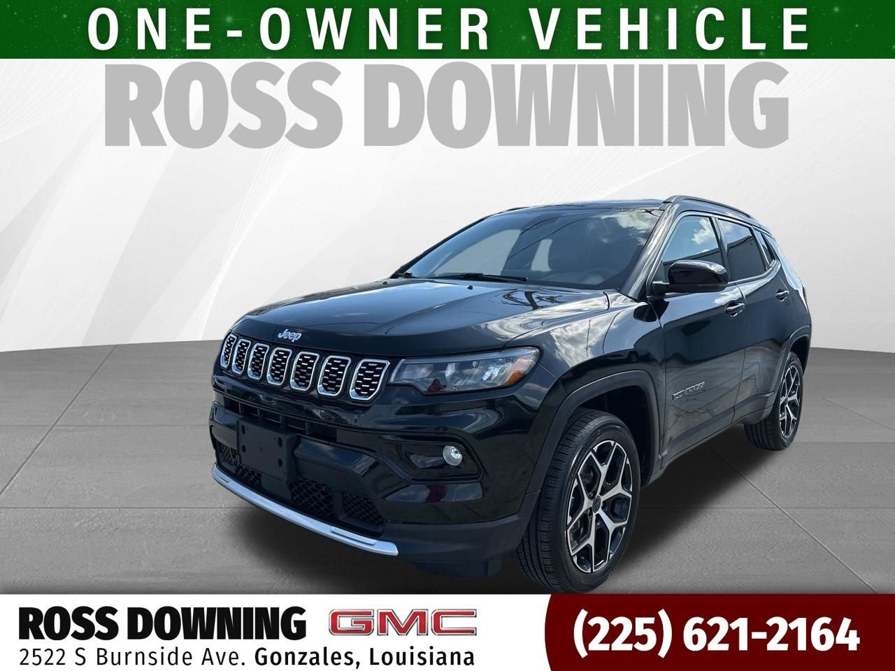 2025 Jeep Compass Limited in Black — front three-quarter view