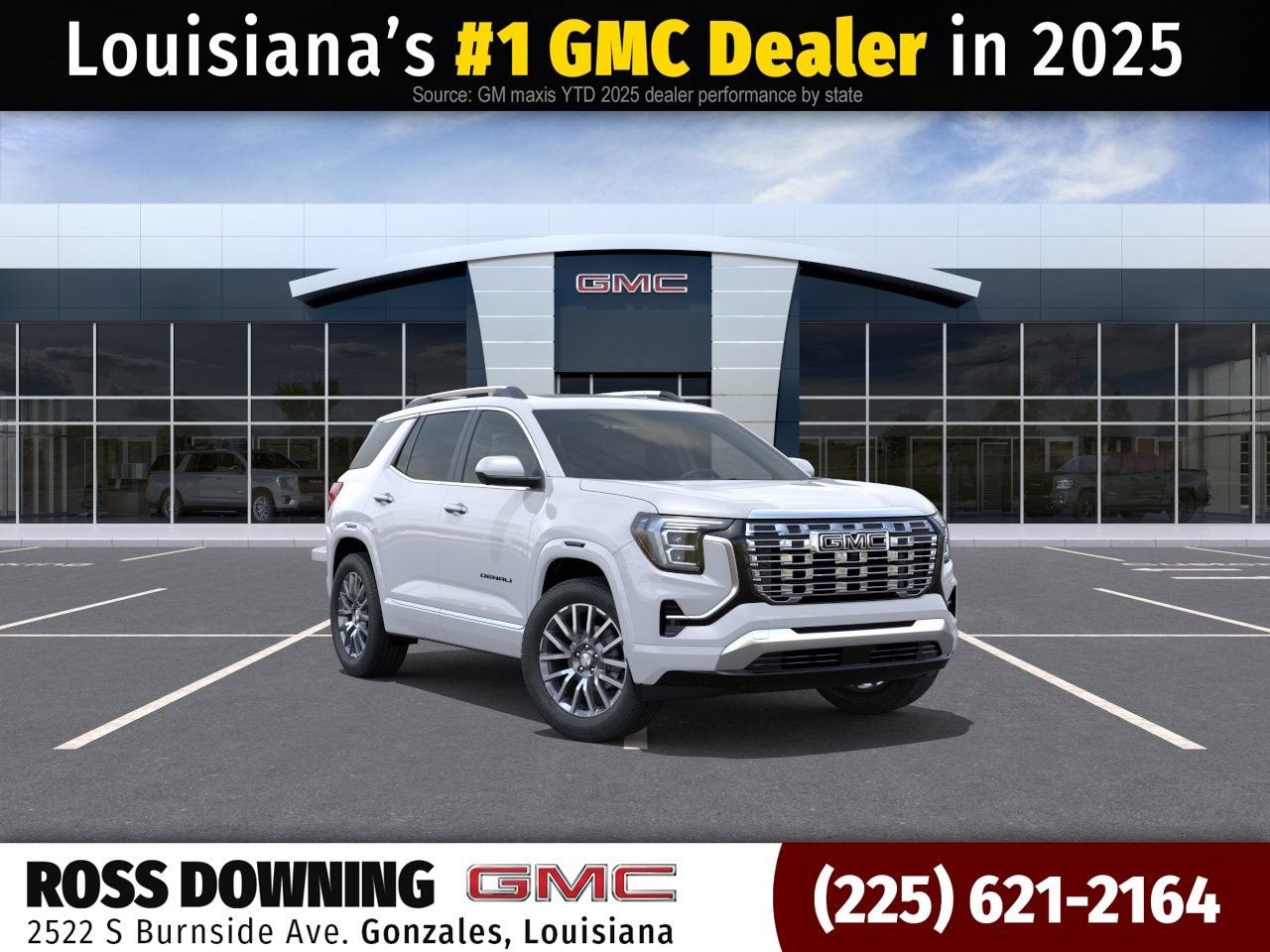 2026 GMC Terrain Denali in Glacier White Tricoat — front three-quarter view
