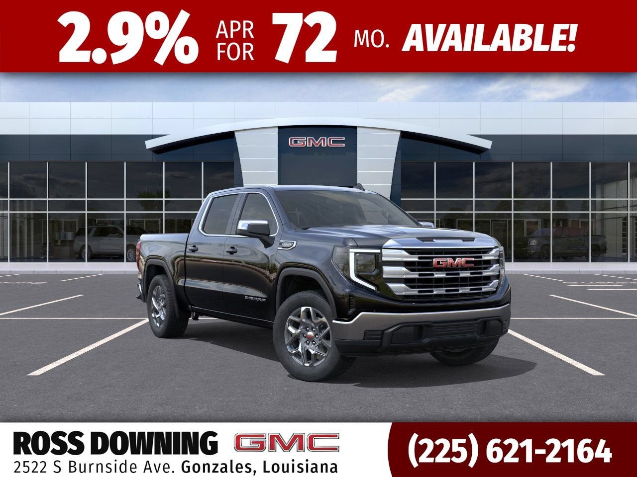 2026 GMC Sierra 1500 SLE in Onyx Black — front three-quarter view