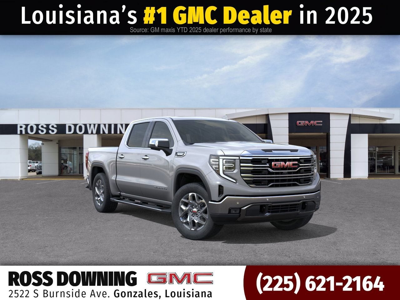 2026 GMC Sierra 1500 SLT in Sterling Metallic — front three-quarter view