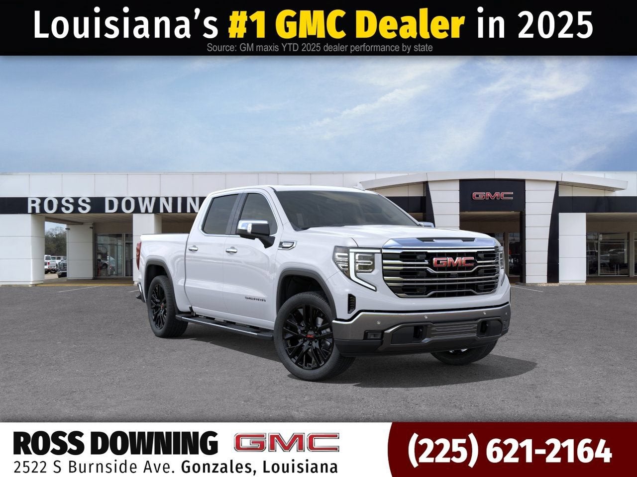 2026 GMC Sierra 1500 SLT in Glacier White Tricoat — front three-quarter view