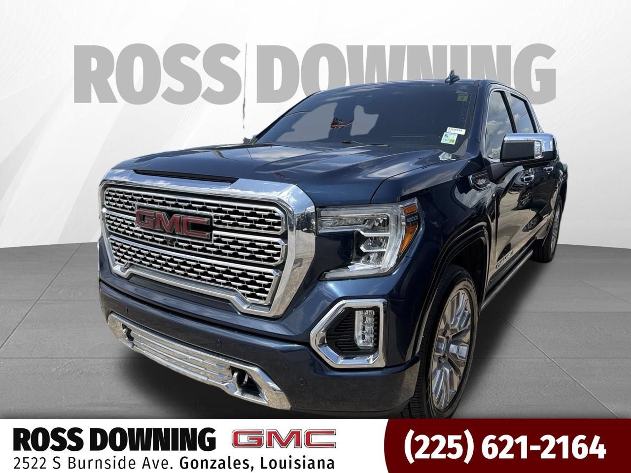 2021 GMC Sierra 1500 Denali in Pacific Blue Metallic — front three-quarter view
