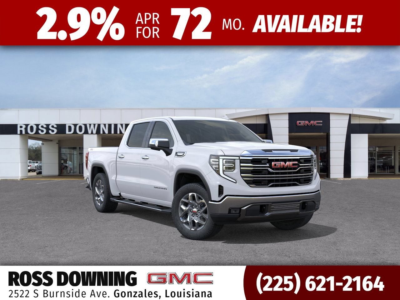 2026 GMC Sierra 1500 SLT in Summit White — front three-quarter view