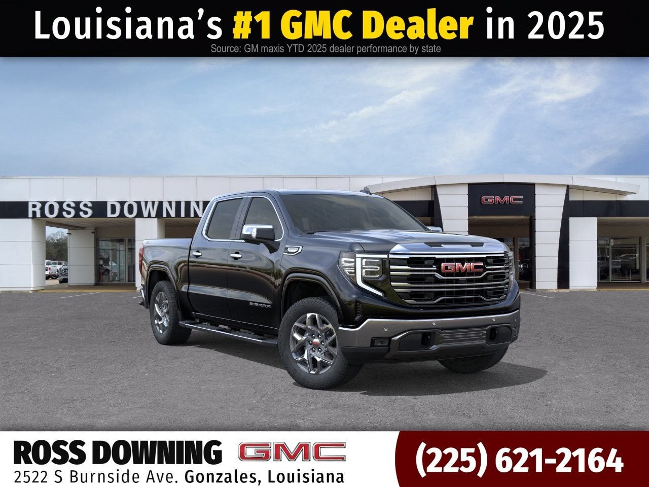 2026 GMC Sierra 1500 SLT in Onyx Black — front three-quarter view