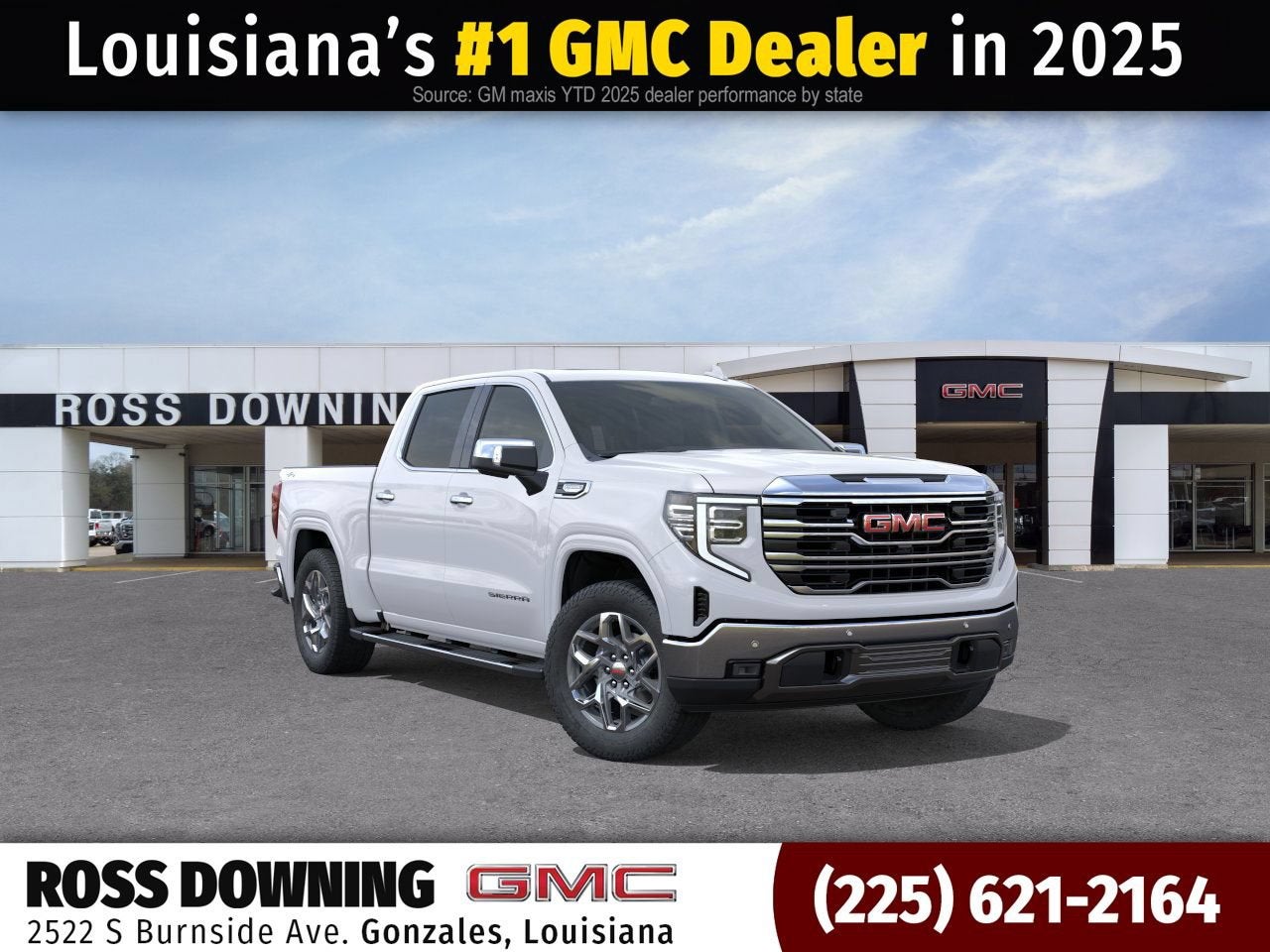 2026 GMC Sierra 1500 SLT in Summit White — front three-quarter view
