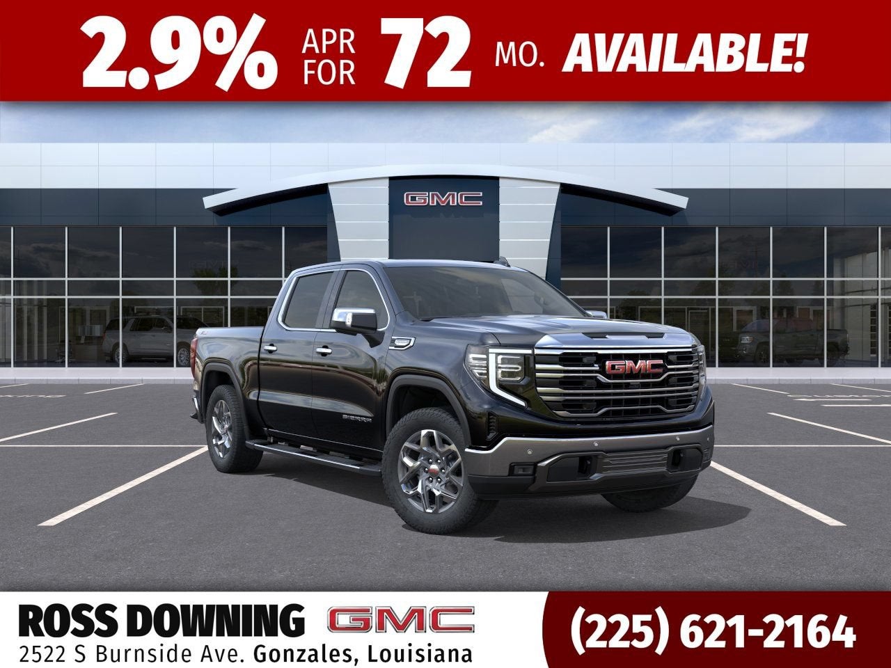 2026 GMC Sierra 1500 SLT in Onyx Black — front three-quarter view