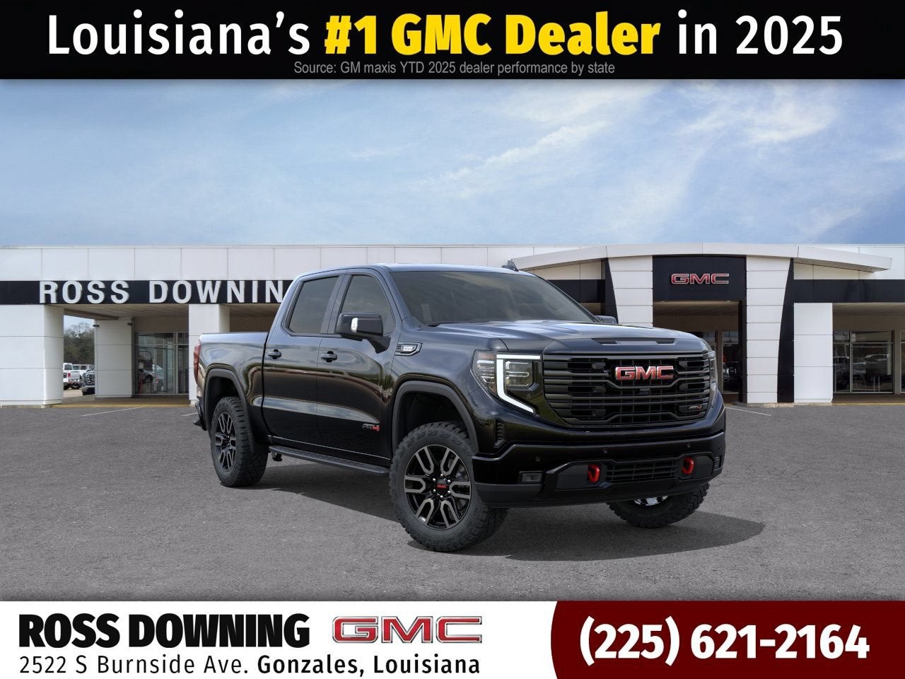 2026 GMC Sierra 1500 AT4 in Onyx Black — front three-quarter view