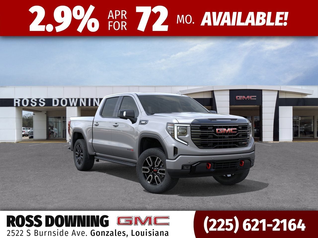 2026 GMC Sierra 1500 AT4 in Sterling Metallic — front three-quarter view